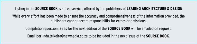  Listing in the SOURCE BOOK is a free service, offered by the publishers of LEADING ARCHITECTURE & DESIGN. While ever...