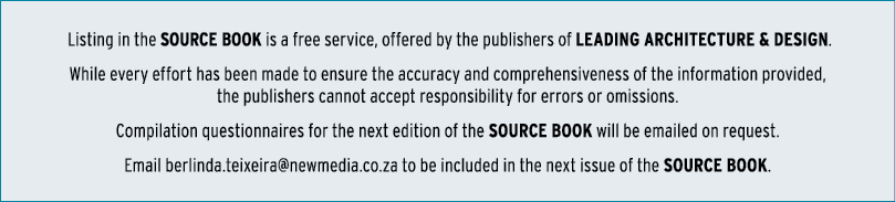  Listing in the SOURCE BOOK is a free service, offered by the publishers of LEADING ARCHITECTURE & DESIGN. While ever...