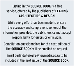 Listing in the SOURCE BOOK is a free service, offered by the publishers of LEADING ARCHITECTURE & DESIGN. While ever...