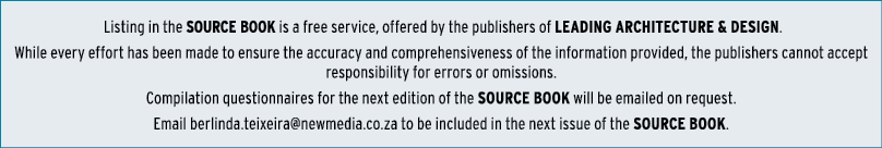  Listing in the SOURCE BOOK is a free service, offered by the publishers of LEADING ARCHITECTURE & DESIGN. While ever...