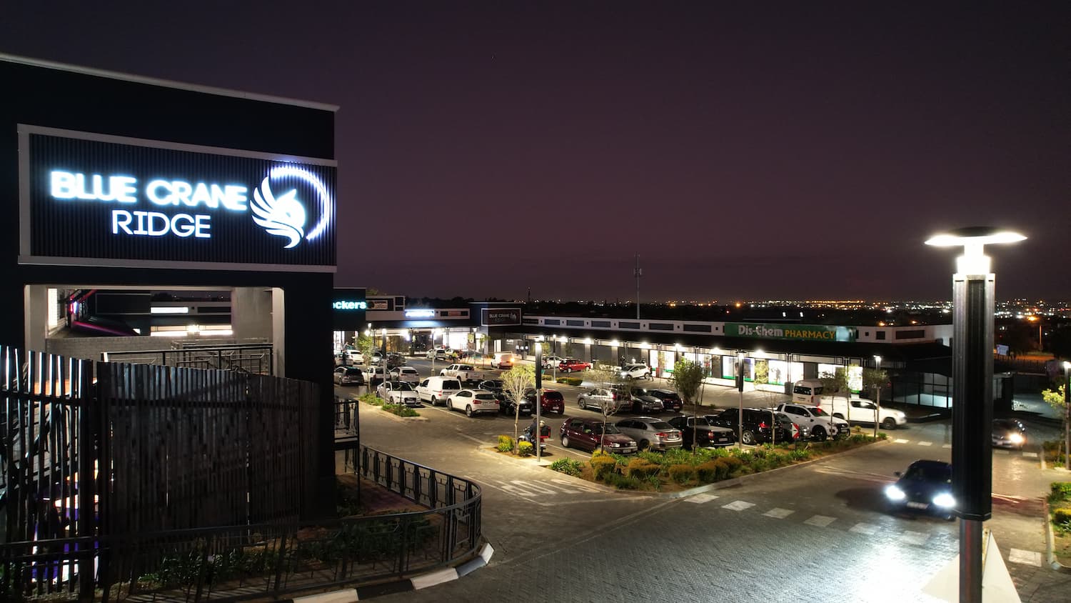 Solar lighting for shopping centre parking area  