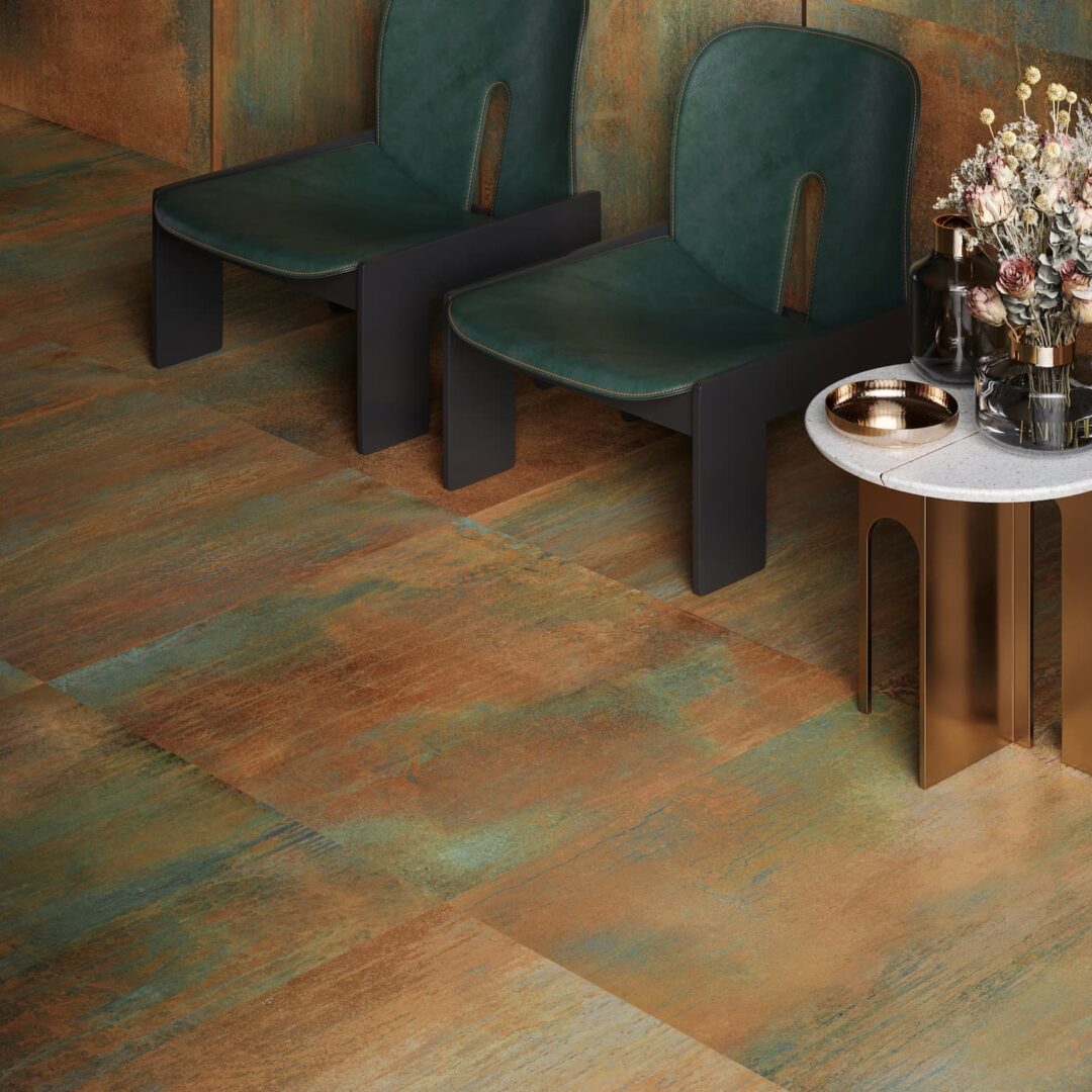 Italtile captures the mood of the AI era with the metallic tile trend