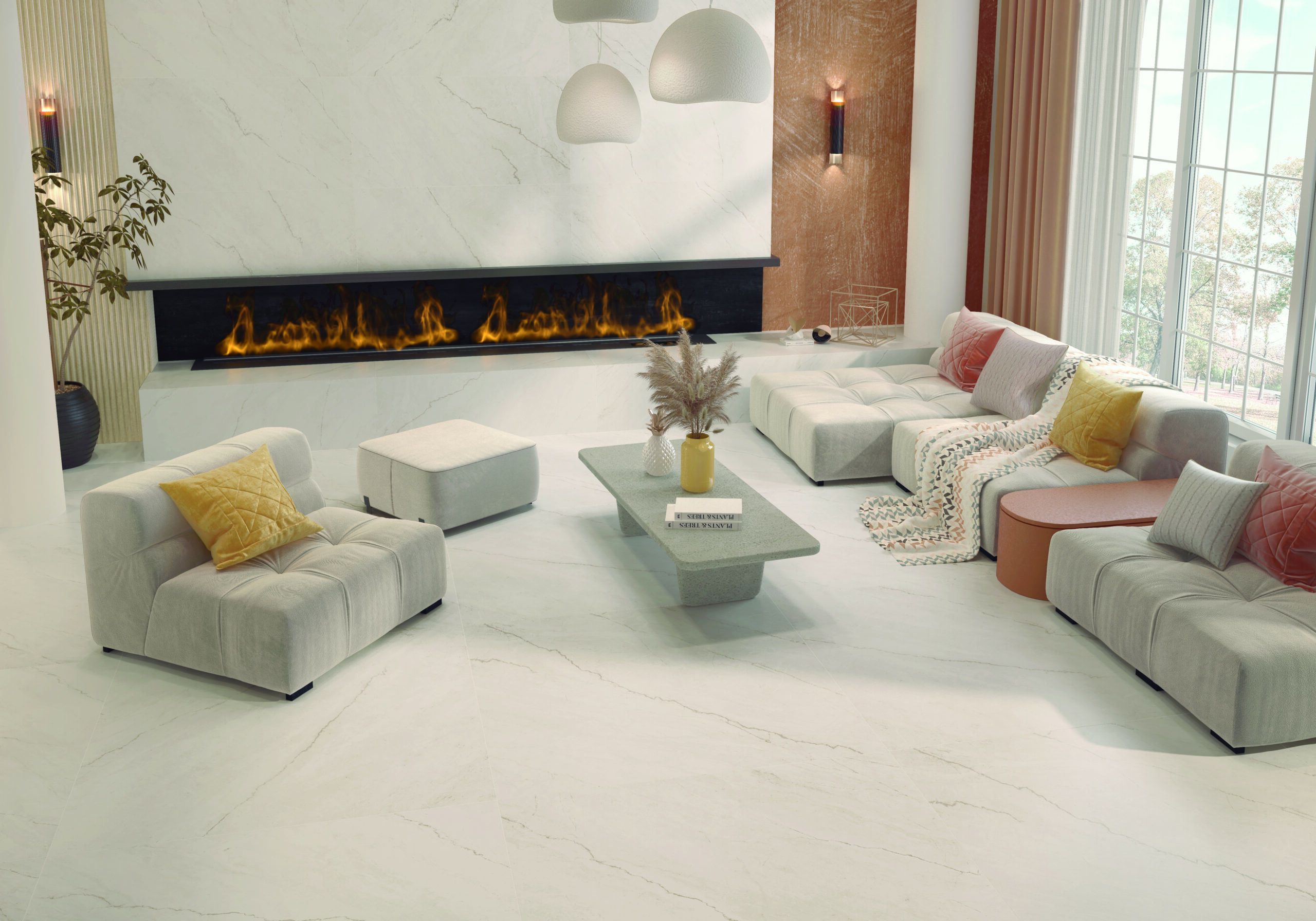 Warm minimalist marble look inspired by Crema Marfil